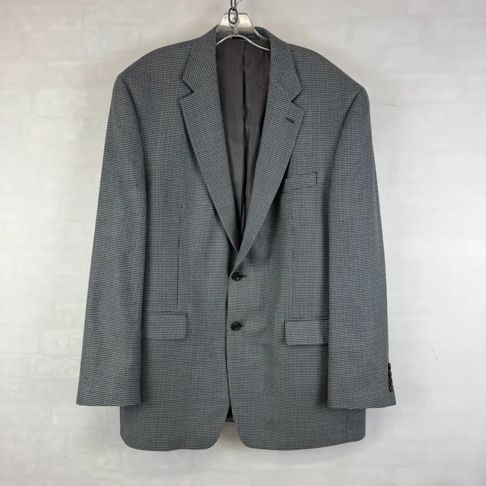 Lauren Ralph Lauren Houndstooth Blazer Mens‎ 44L Wool Silk Sport Coat